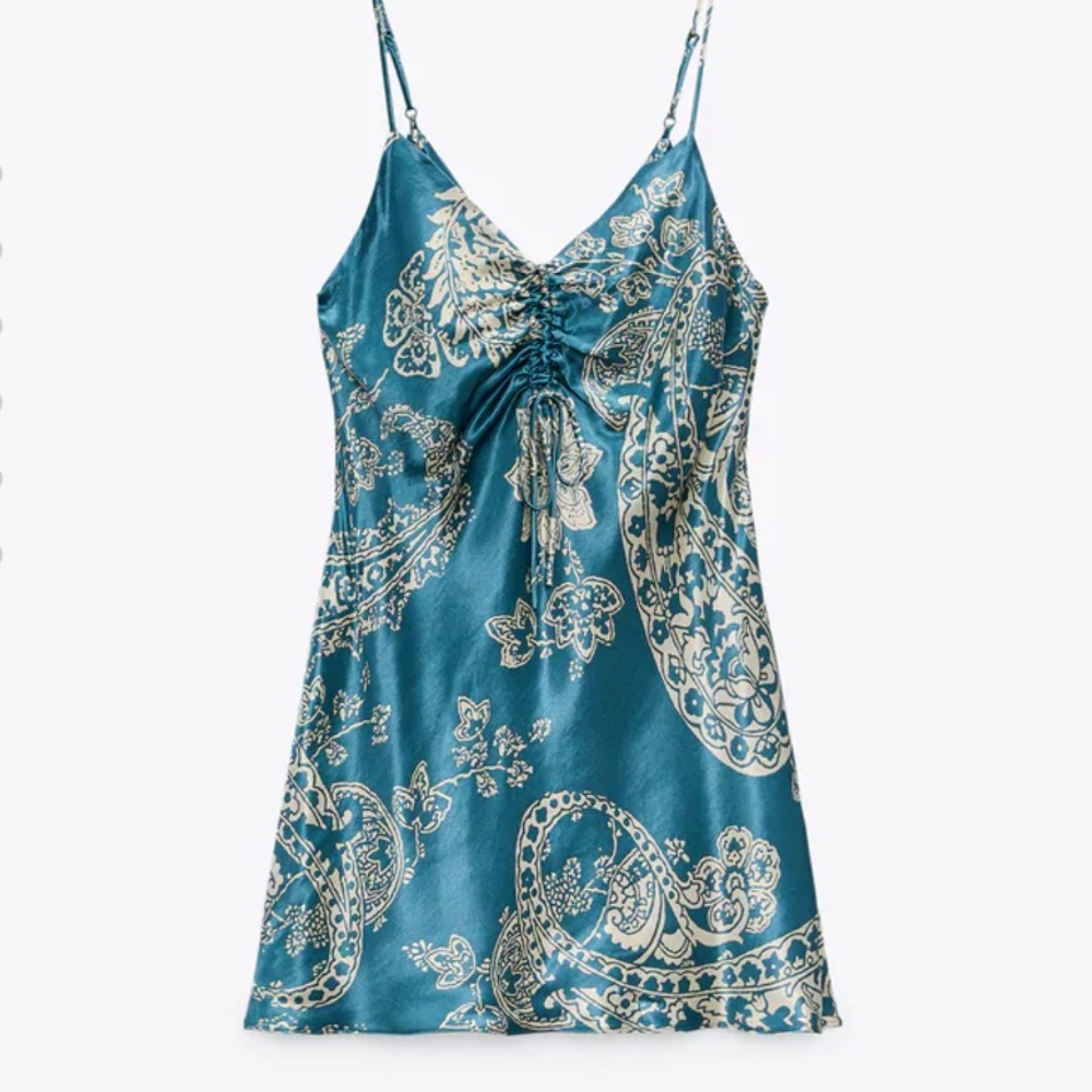 Zara Satin Effect Print Dress